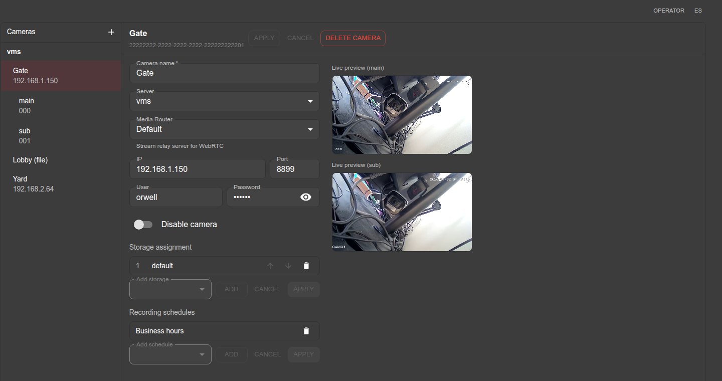 Camera setup panel