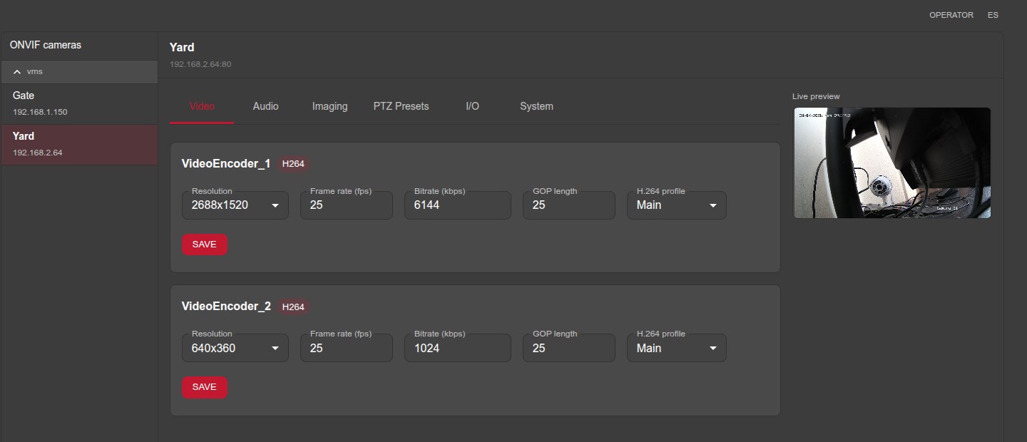 ONVIF device configuration