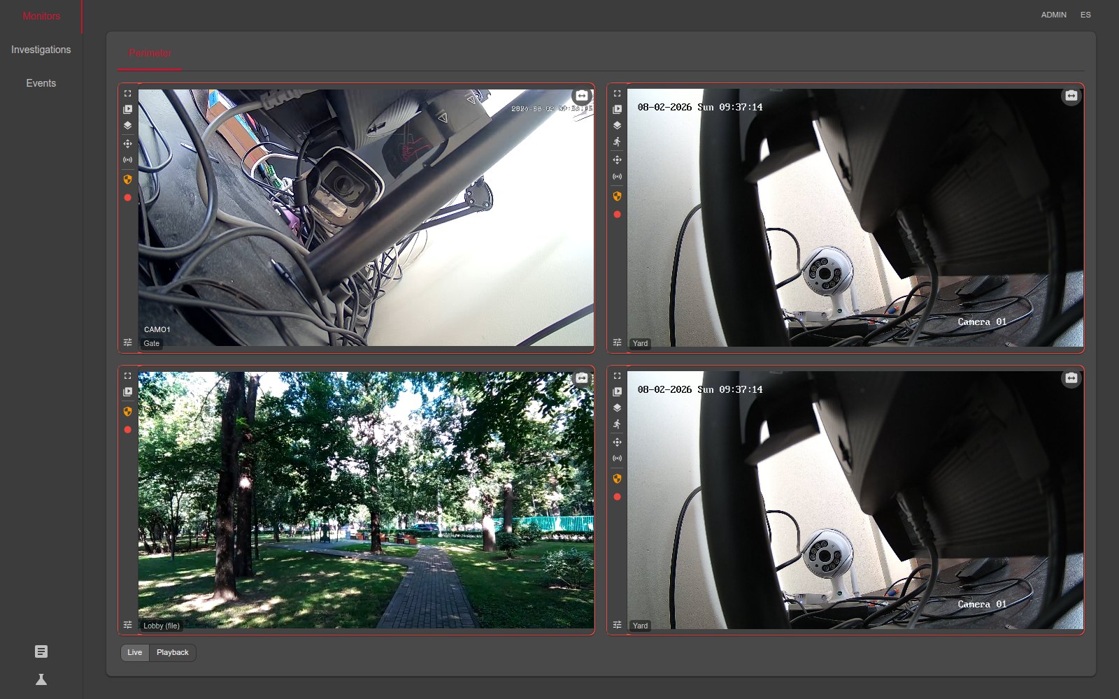 Synchronised playback across four cameras